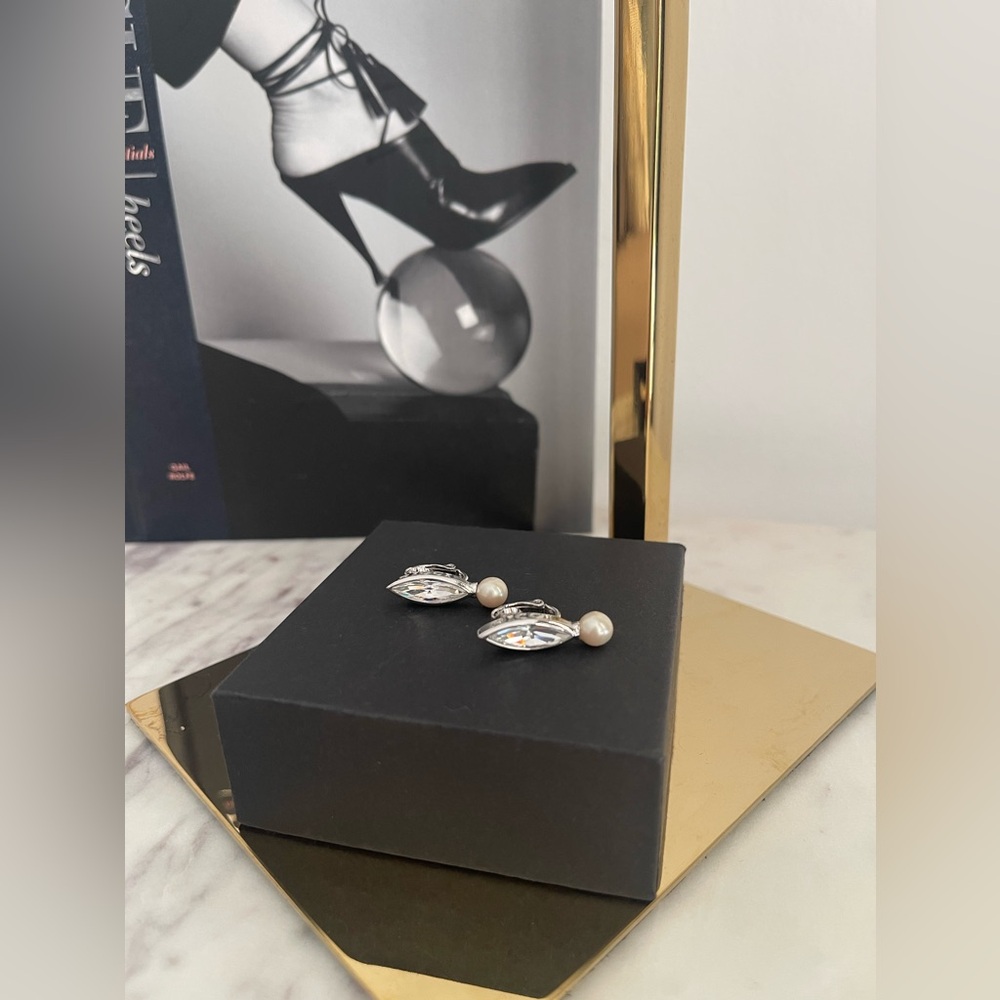 Nina Ricci Rhodium plated Swarovski Marquise with a pearl